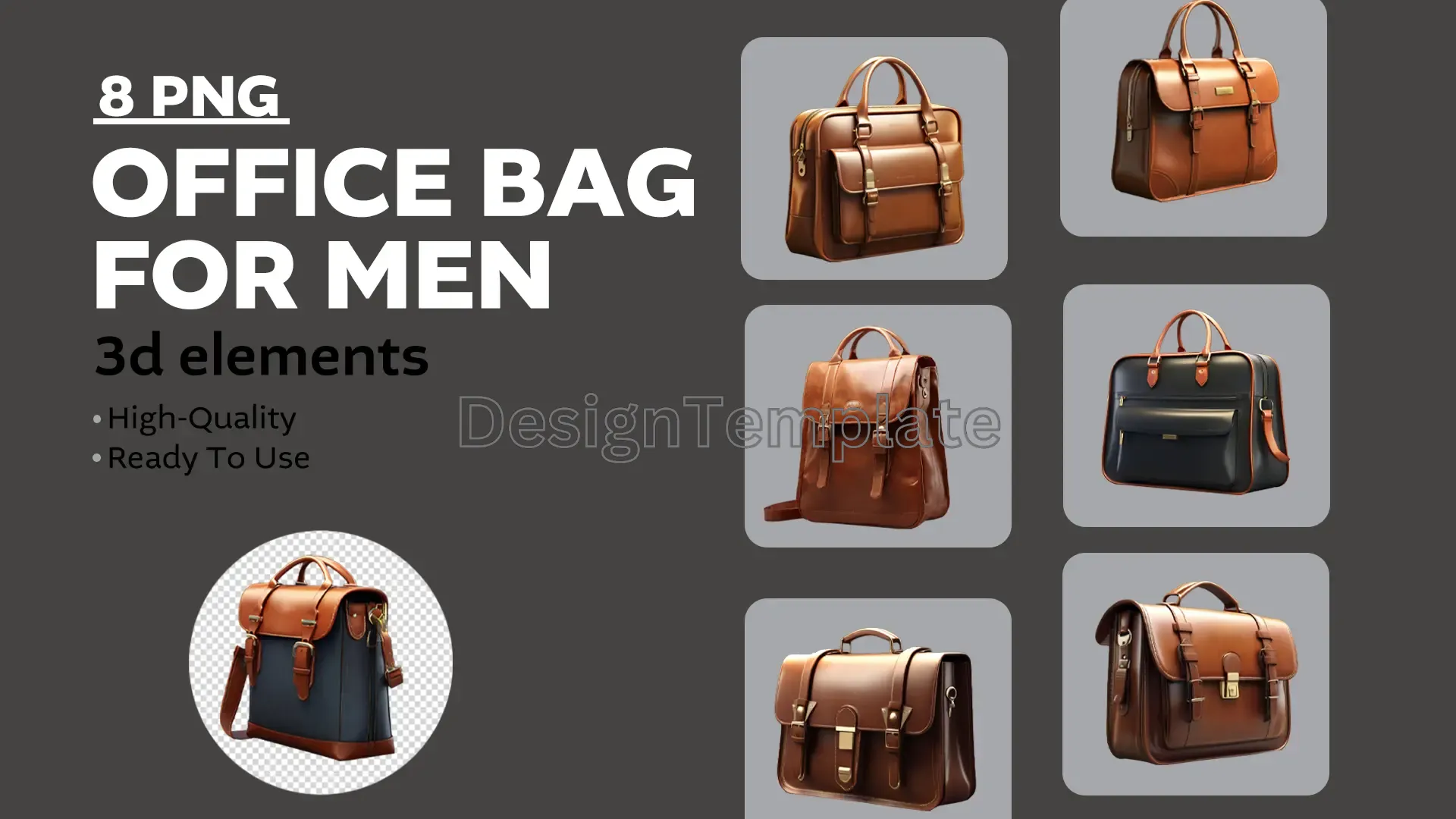 Business Class Vibrant 3D Office Bag Icons Set